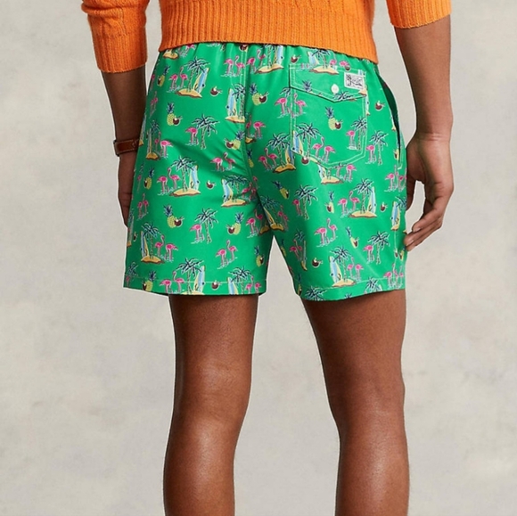 Polo Ralph Lauren Coconut Flamingo Swimming Trunks Pink Green New with Tags - Picture 3 of 7